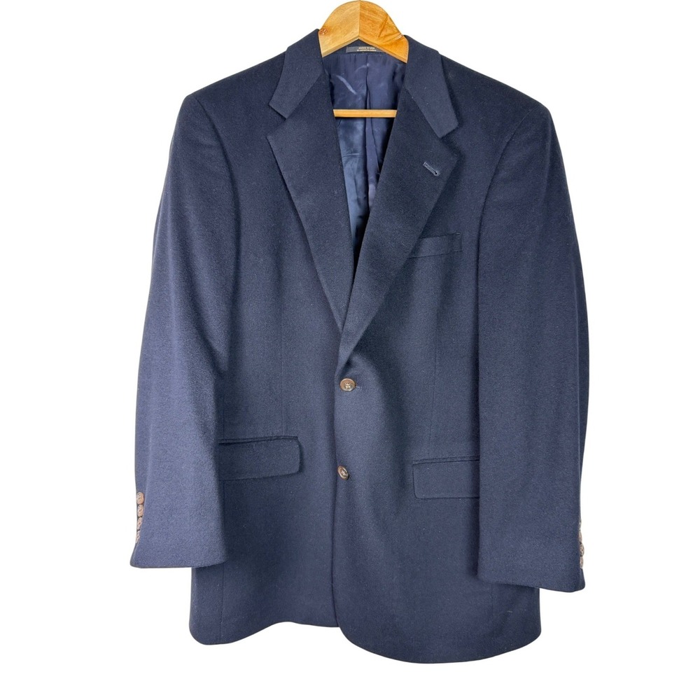 Hart Schaffner Marx Sport Coat Mens 41R Black 100% Cashmere Gold Trumpeter